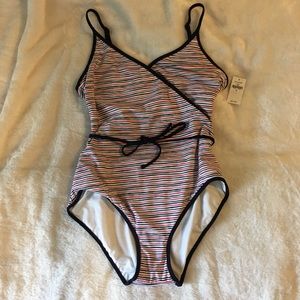 GAP striped crossover tie bathing suit NWT Medium